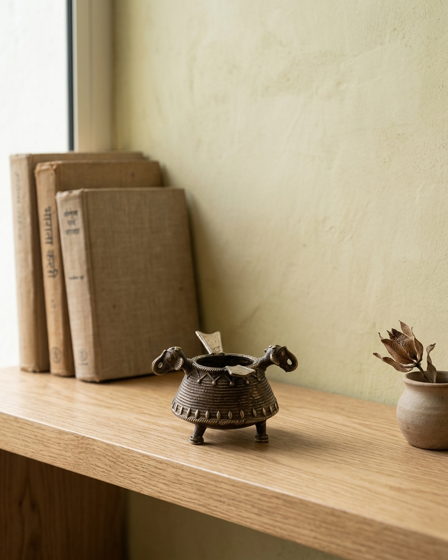 Ash Tray — Dhokra brass figurine